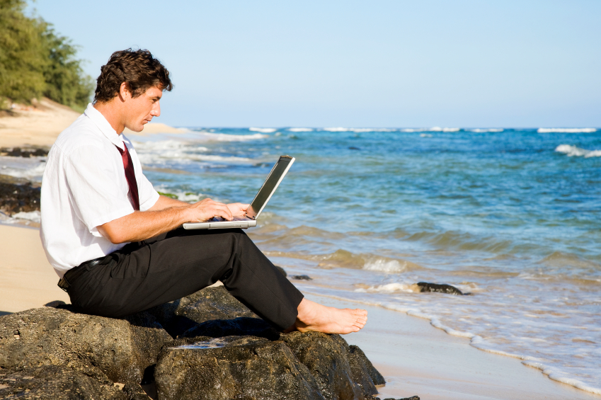 Laptop On Beach